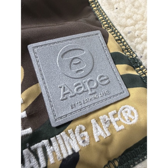 AAPE by A Bathing Ape Sherpa Fleece Vest Camo Trim Full Zip Men's Small - Picture 5 of 12